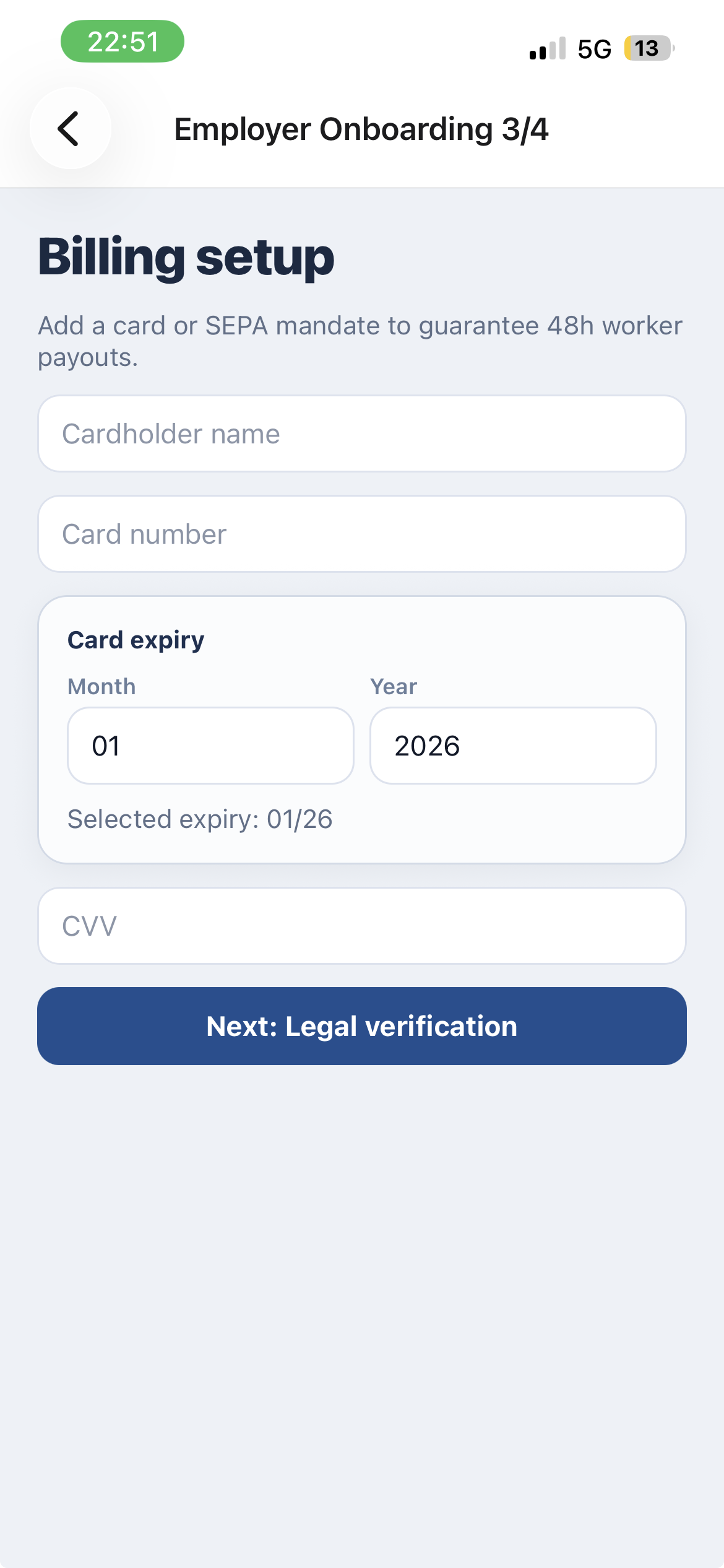 Employer onboarding step 3